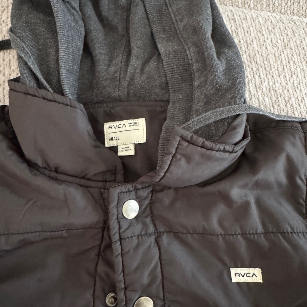 RVCA Black Jacket with Gray Hood